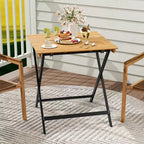 Costway 28 Patio Folding Table w/ Slatted Tabletop Portable Bistro Dining Table