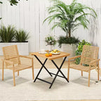 Costway 28 Patio Folding Table w/ Slatted Tabletop Portable Bistro Dining Table