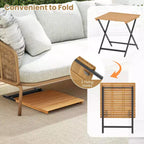 Costway 28 Patio Folding Table w/ Slatted Tabletop Portable Bistro Dining Table