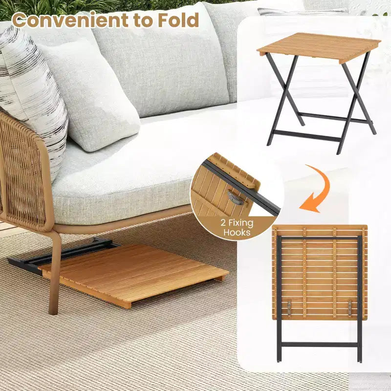 Costway 28 Patio Folding Table w/ Slatted Tabletop Portable Bistro Dining Table