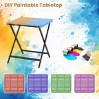 Costway 28 Patio Folding Table w/ Slatted Tabletop Portable Bistro Dining Table