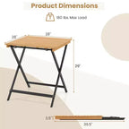 Costway 28 Patio Folding Table w/ Slatted Tabletop Portable Bistro Dining Table