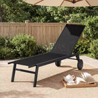 Costway 1/2 PCS Patio Chaise Lounge with Wheels Adjustable 6-Position Backrest Breathable Seat Black/Brown/Gray