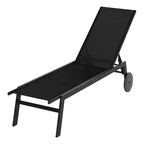 Costway 1/2 PCS Patio Chaise Lounge with Wheels Adjustable 6-Position Backrest Breathable Seat Black/Brown/Gray