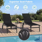 Costway 1/2 PCS Patio Chaise Lounge with Wheels Adjustable 6-Position Backrest Breathable Seat Black/Brown/Gray