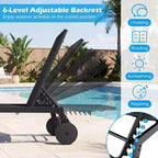 Costway 1/2 PCS Patio Chaise Lounge with Wheels Adjustable 6-Position Backrest Breathable Seat Black/Brown/Gray