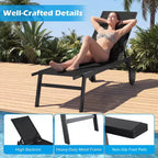 Costway 1/2 PCS Patio Chaise Lounge with Wheels Adjustable 6-Position Backrest Breathable Seat Black/Brown/Gray