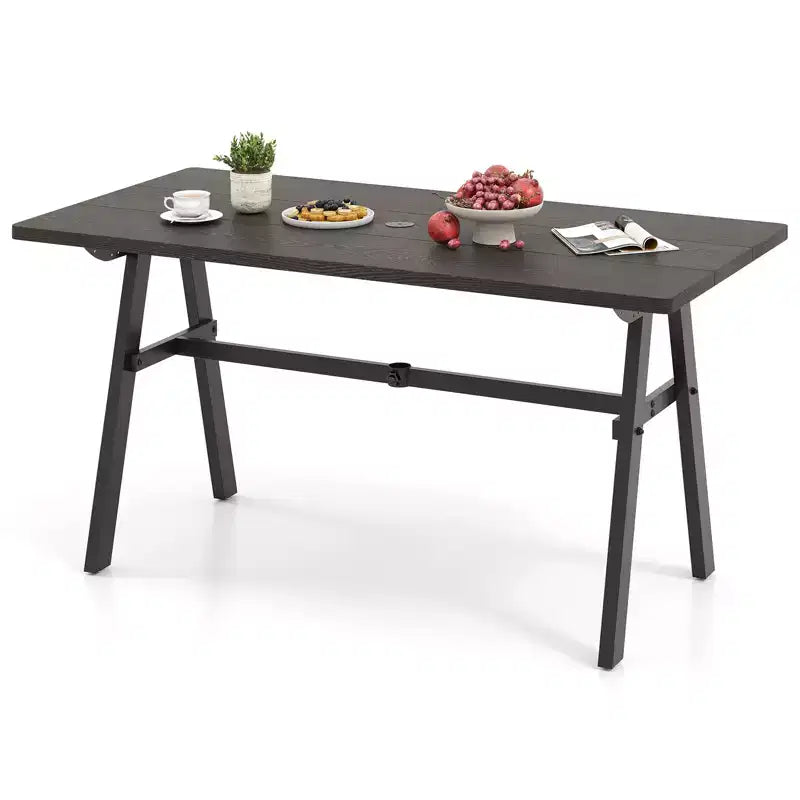 Costway 59 x 29.5 Rectangle Rustproof Patio Dining Table w/ 1.93 Umbrella Hole