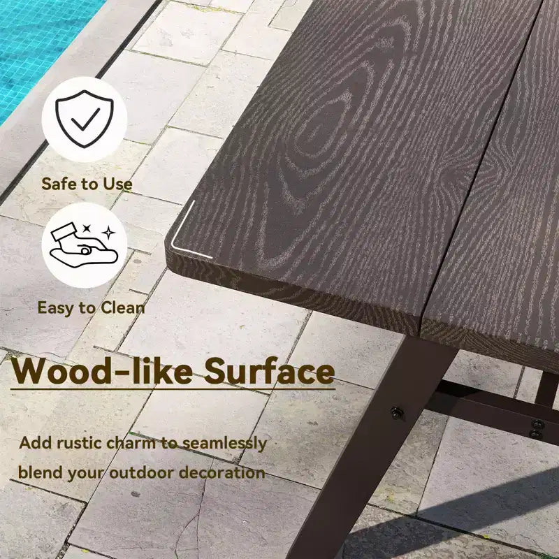 Costway 59 x 29.5 Rectangle Rustproof Patio Dining Table w/ 1.93 Umbrella Hole
