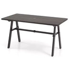 Costway 59 x 29.5 Rectangle Rustproof Patio Dining Table w/ 1.93 Umbrella Hole