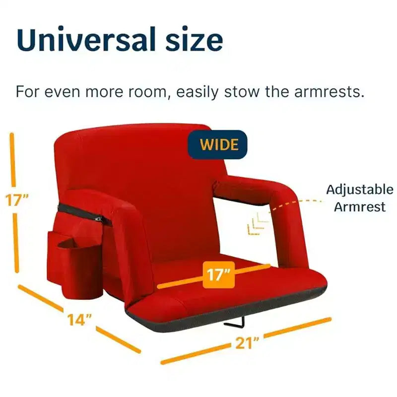 Alpcour Portable Reclining 21-inch Wide Stadium Seat with Armrests Red