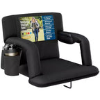 Alpcour Portable Reclining 21-inch Wide Stadium Seat with Armrests Black