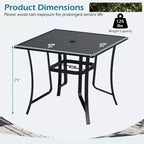 Costway 76 x 36/37 x 37 Patio Table for 8/4, Outdoor Metal Dining Table with Umbrella Hole for Porch