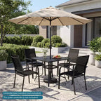 Costway 76 x 36/37 x 37 Patio Table for 8/4, Outdoor Metal Dining Table with Umbrella Hole for Porch