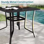 Costway 76 x 36/37 x 37 Patio Table for 8/4, Outdoor Metal Dining Table with Umbrella Hole for Porch