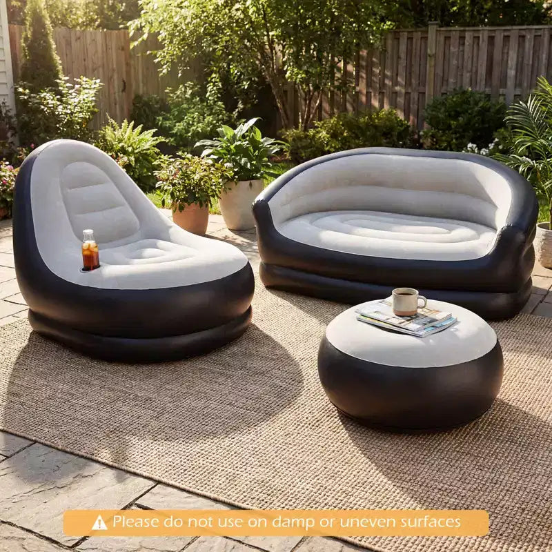 Costway 1/2 PCS 2-Seater Inflatable Couch with Flocked Surface & Repair Patches for Pop Up, Camping
