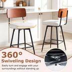 Costway 27 Padded Counter Barstools Set of 2/4 with Wooden Backrest & Metal Legs, Footrest Black/White