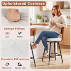 Costway 27 Padded Counter Barstools Set of 2/4 with Wooden Backrest & Metal Legs, Footrest Black/White