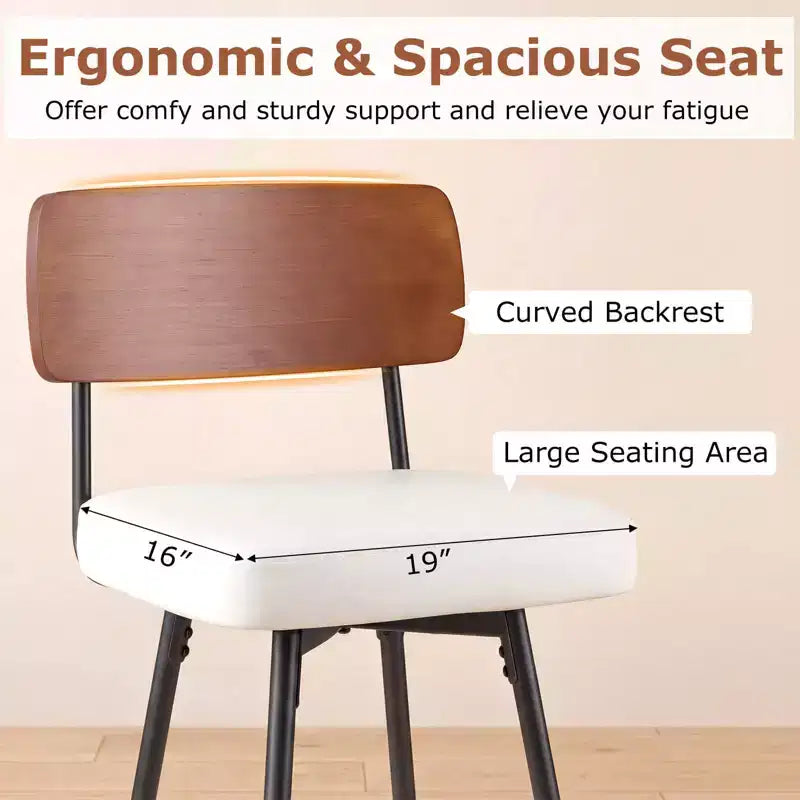 Costway 27 Padded Counter Barstools Set of 2/4 with Wooden Backrest & Metal Legs, Footrest Black/White