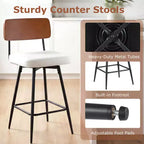 Costway 27 Padded Counter Barstools Set of 2/4 with Wooden Backrest & Metal Legs, Footrest Black/White