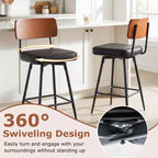 Costway 27 Padded Counter Barstools Set of 2/4 with Wooden Backrest & Metal Legs, Footrest Black/White