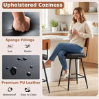 Costway 27 Padded Counter Barstools Set of 2/4 with Wooden Backrest & Metal Legs, Footrest Black/White