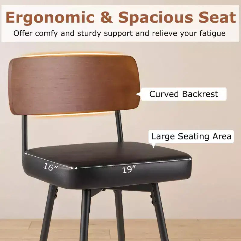 Costway 27 Padded Counter Barstools Set of 2/4 with Wooden Backrest & Metal Legs, Footrest Black/White