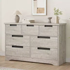 COZONY 46.8'' Wide 7 Drawer Dresser, Natural Oak Wooden Storage Chest with Embedded Handles