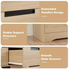 COZONY 46.8'' Wide 7 Drawer Dresser, Natural Oak Wooden Storage Chest with Embedded Handles