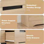 COZONY 46.8'' Wide 7 Drawer Dresser, Natural Oak Wooden Storage Chest with Embedded Handles