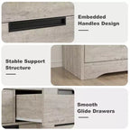COZONY 46.8'' Wide 7 Drawer Dresser, Natural Oak Wooden Storage Chest with Embedded Handles