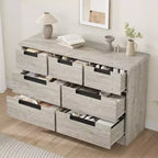 COZONY 46.8'' Wide 7 Drawer Dresser, Natural Oak Wooden Storage Chest with Embedded Handles