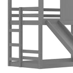 Twin over Twin House Bunk Bed with Slide and Storage Shelves, Wood Bunk Bed Frame with Window for Kids