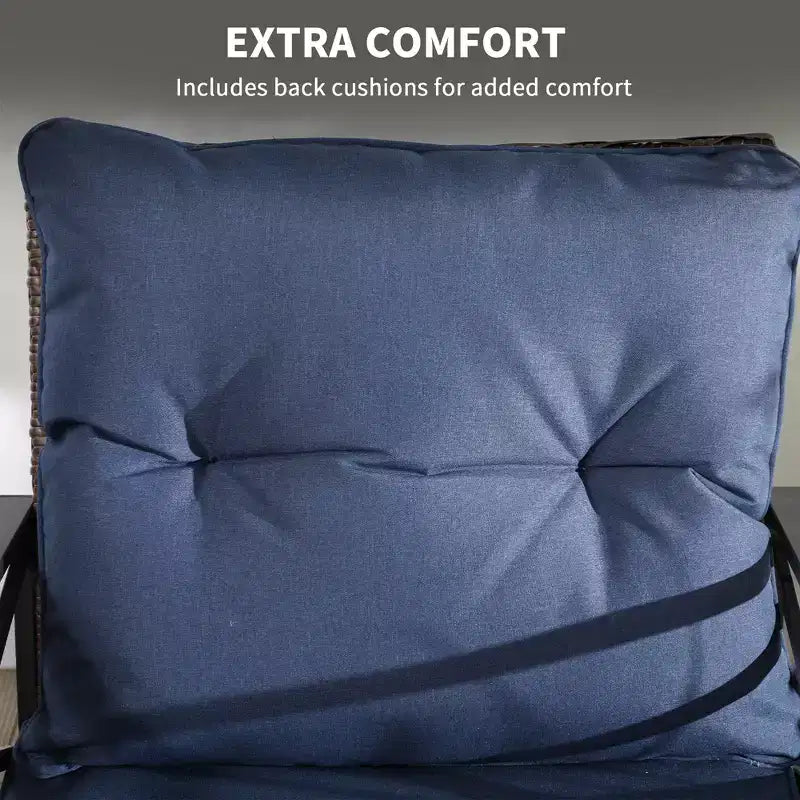 3 Piece Patio Rocking Chair Set, Outdoor Wicker Bistro Set with 2 Oversize Cushioned Porch Rockers and 2 Tier Coffee Table for Garden, Porch