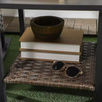 3 Piece Patio Rocking Chair Set, Outdoor Wicker Bistro Set with 2 Oversize Cushioned Porch Rockers and 2 Tier Coffee Table for Garden, Porch