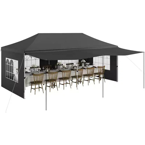10x20 Heavy Duty Commercial Pop Up Canopy Tent with Roller Bag, 6 Removable Sidewalls, Upgraded Thickened Legs & 6 Sand Bags, Grey