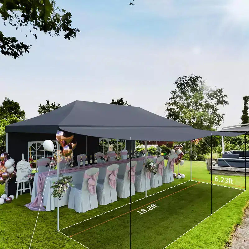 10x20 Heavy Duty Commercial Pop Up Canopy Tent with Roller Bag, 6 Removable Sidewalls, Upgraded Thickened Legs & 6 Sand Bags, Grey