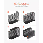 VEVOR Literature Organizer, 27 Compartments Metal Office Mailbox with Detachable Wire Mesh, Mailbox Sorter with Wooden Top, Black