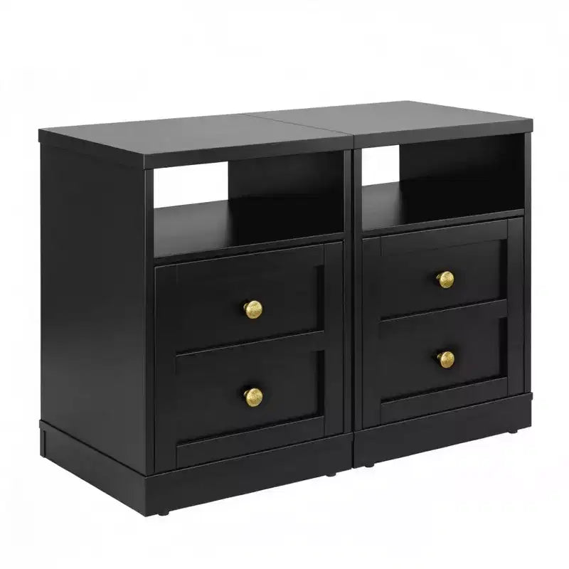 Modern Nightstand with Door & Open Shelf
