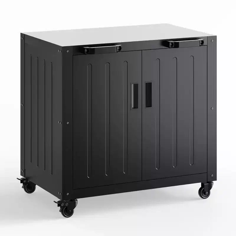 Modular Outdoor Grill Cart with Storage Cabinet - Stainless Steel Top - Bar Cart Kitchen Island for Lawn and Garden - Durable BBQ Accessory