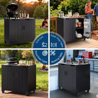 Modular Outdoor Grill Cart with Storage Cabinet - Stainless Steel Top - Bar Cart Kitchen Island for Lawn and Garden - Durable BBQ Accessory