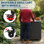 Modular Outdoor Grill Cart with Storage Cabinet - Stainless Steel Top - Bar Cart Kitchen Island for Lawn and Garden - Durable BBQ Accessory
