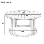 Whisen Outdoor 59 Round Patio Dining Table with Umbrella Hole, Acacia Wood, Hollow Spliced Top, Sturdy Legs