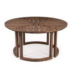 Whisen Outdoor 59 Round Patio Dining Table with Umbrella Hole, Acacia Wood, Hollow Spliced Top, Sturdy Legs