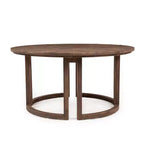 Whisen Outdoor 59 Round Patio Dining Table with Umbrella Hole, Acacia Wood, Hollow Spliced Top, Sturdy Legs