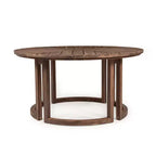 Whisen Outdoor 59 Round Patio Dining Table with Umbrella Hole, Acacia Wood, Hollow Spliced Top, Sturdy Legs