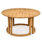 Whisen Outdoor 59 Round Patio Dining Table with Umbrella Hole, Acacia Wood, Hollow Spliced Top, Sturdy Legs