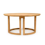 Whisen Outdoor 59 Round Patio Dining Table with Umbrella Hole, Acacia Wood, Hollow Spliced Top, Sturdy Legs
