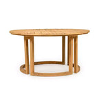 Whisen Outdoor 59 Round Patio Dining Table with Umbrella Hole, Acacia Wood, Hollow Spliced Top, Sturdy Legs