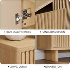 46 Inch Shoe Cabinet with Fluted Door, 5-Tier Storage with 4 Adjustable Shelves, Rustic Shoe Organizer for Entryway, Hallway, Living Room